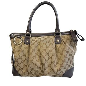 Authentic Original Gucci GG Canvas Sukey Top-Handle Tote Handbag 247902